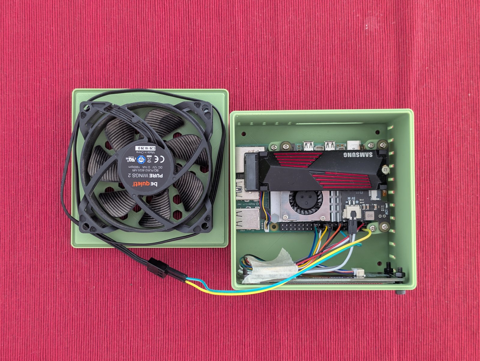 Case interior top-down view